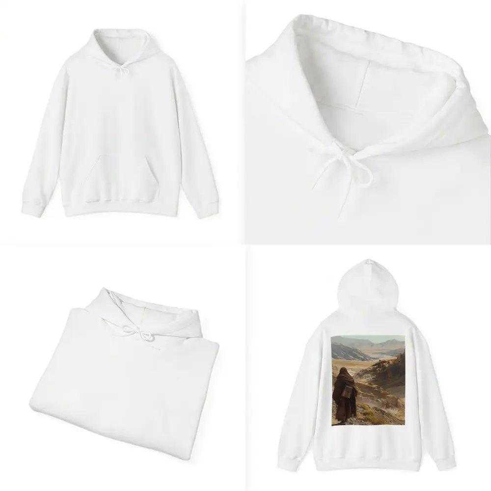 Desert Travelers Walking Through Ancient Rocky Valley – Hoodies