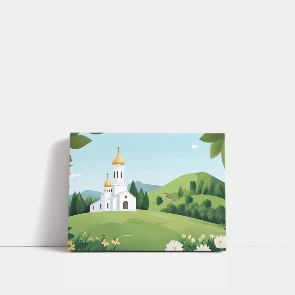 Orthodox Church Golden Domes Green Hills – Wall Art