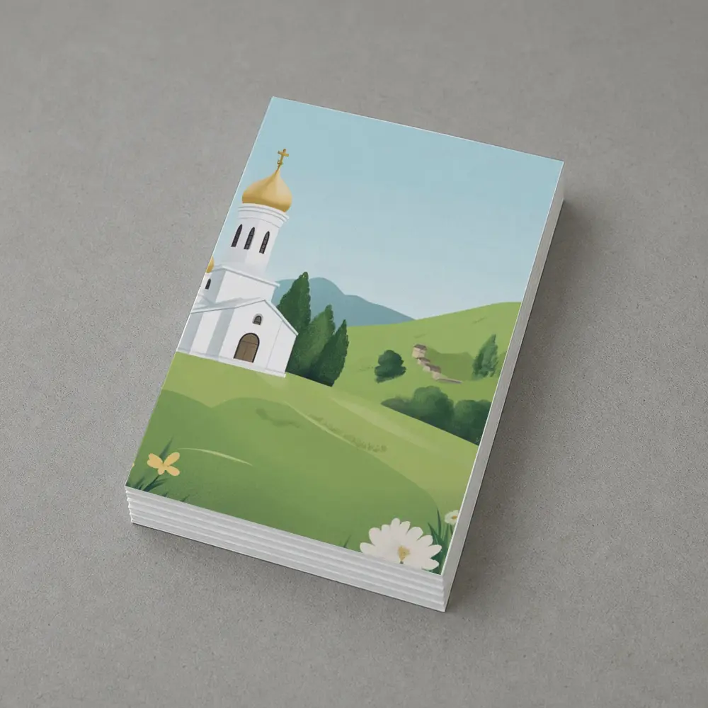 Orthodox Church Golden Domes Green Hills – Postcards