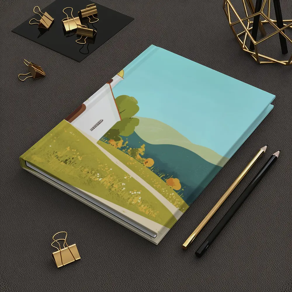 White Church Golden Domes Green Hills Illustration – Notebooks