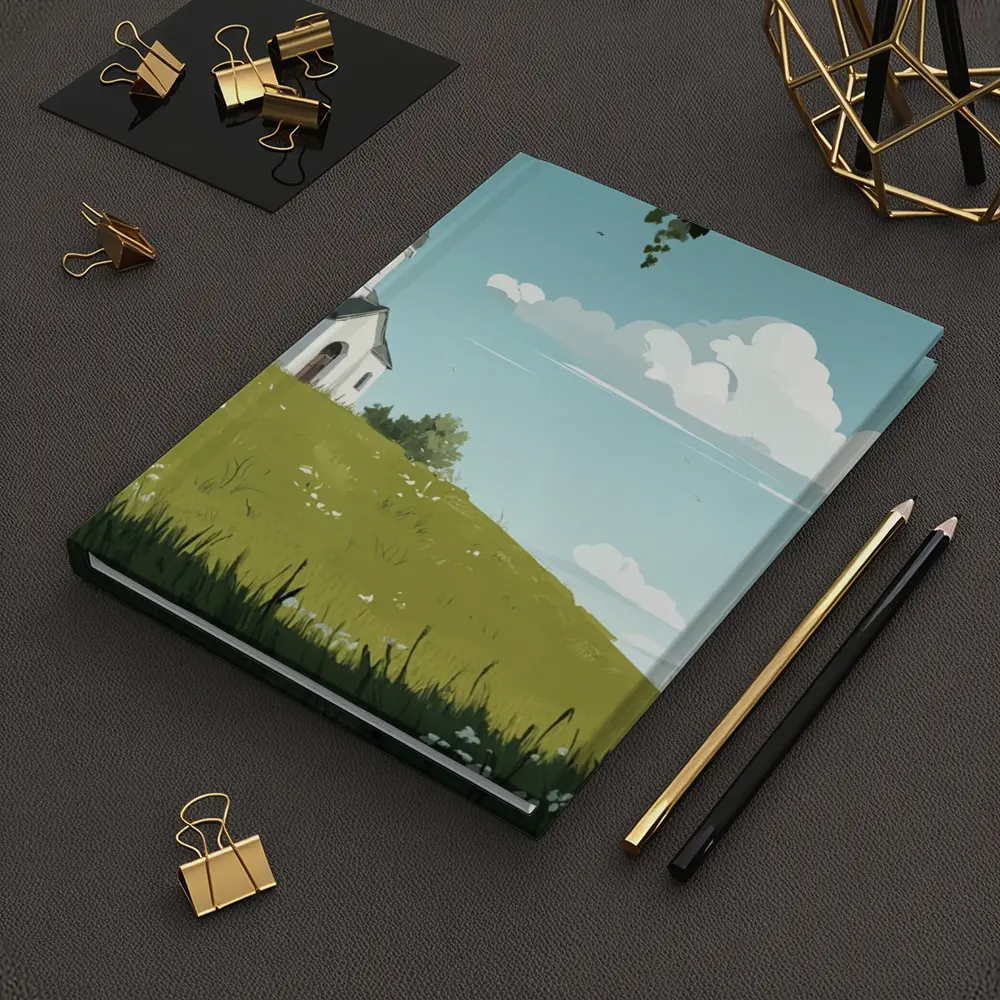 White Chapel On Green Hill Illustration – Notebooks