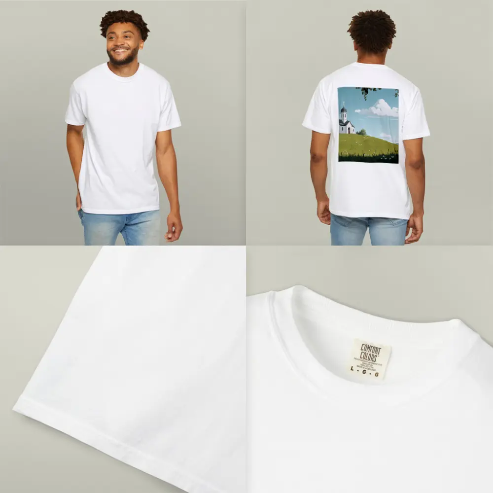 White Chapel On Green Hill Illustration – T-Shirts
