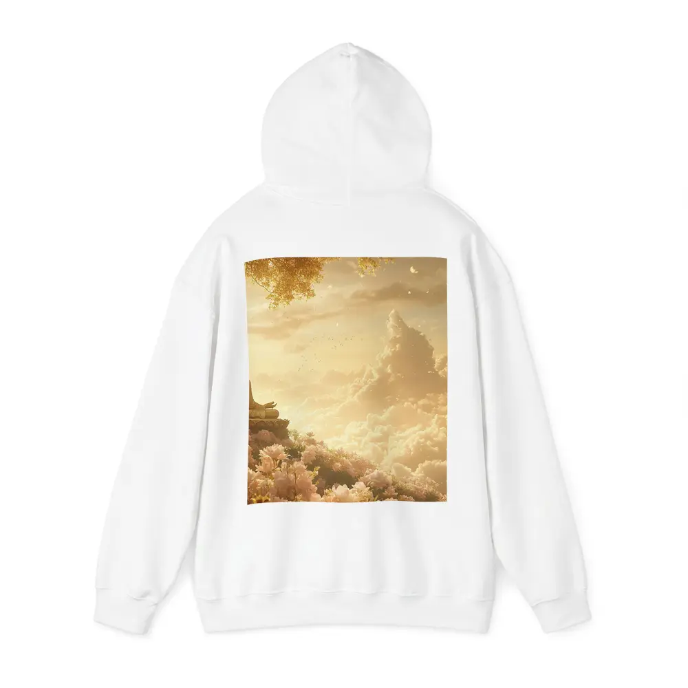 Golden Buddha Meditating Among Soft Clouds – Hoodies