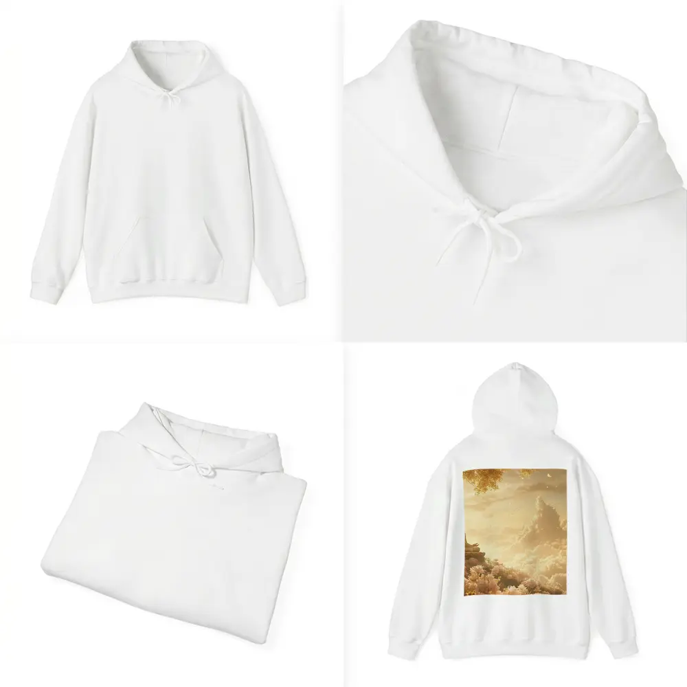 Golden Buddha Meditating Among Soft Clouds – Hoodies