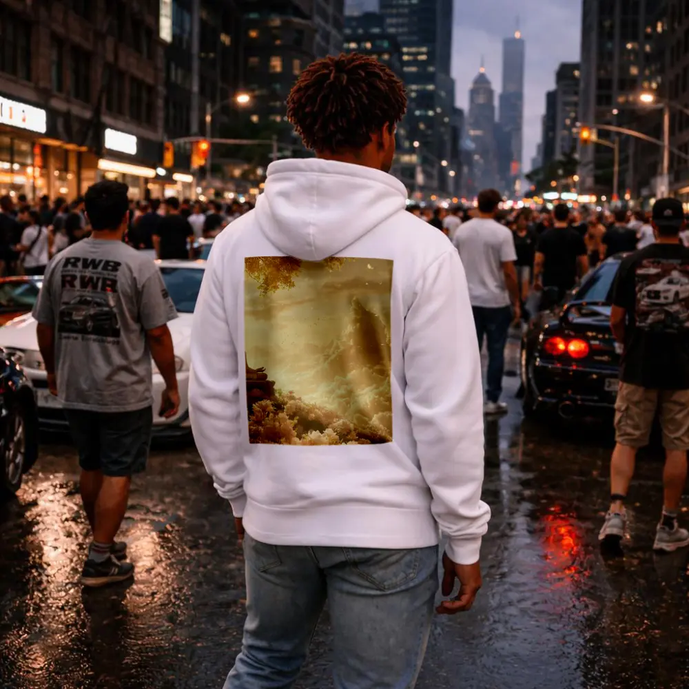 Golden Buddha Meditating Among Soft Clouds – Hoodies