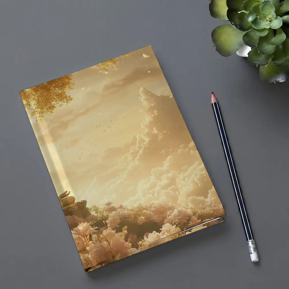 Golden Buddha Meditating Among Soft Clouds – Notebooks