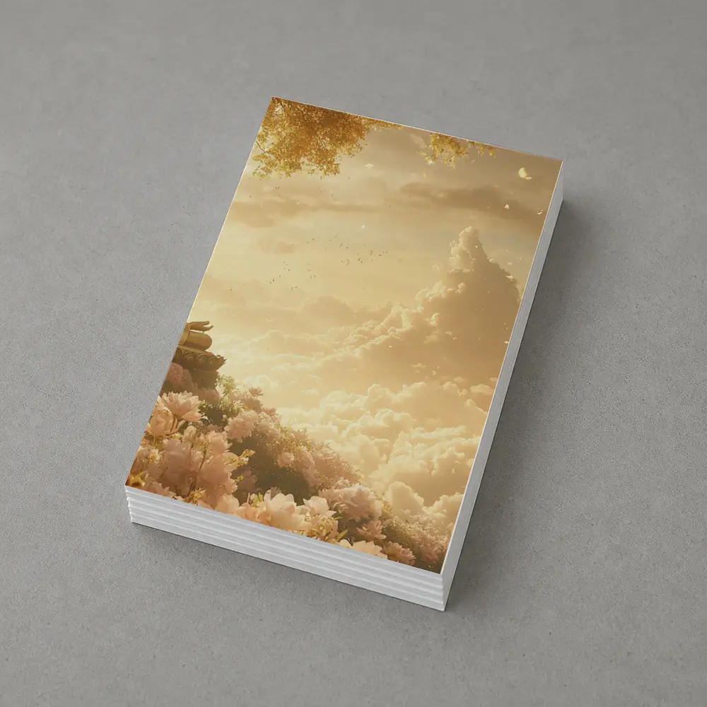 Golden Buddha Meditating Among Soft Clouds – Postcards
