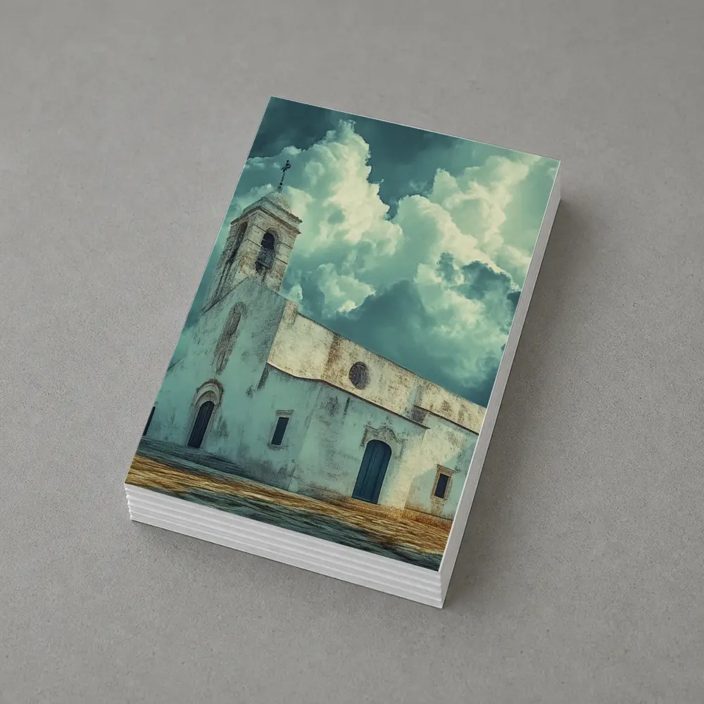 White Church Storm Clouds Dramatic Sky – Postcards