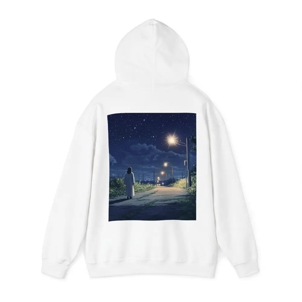 Anime Girl Walking Starry Night Road – Hoodies
