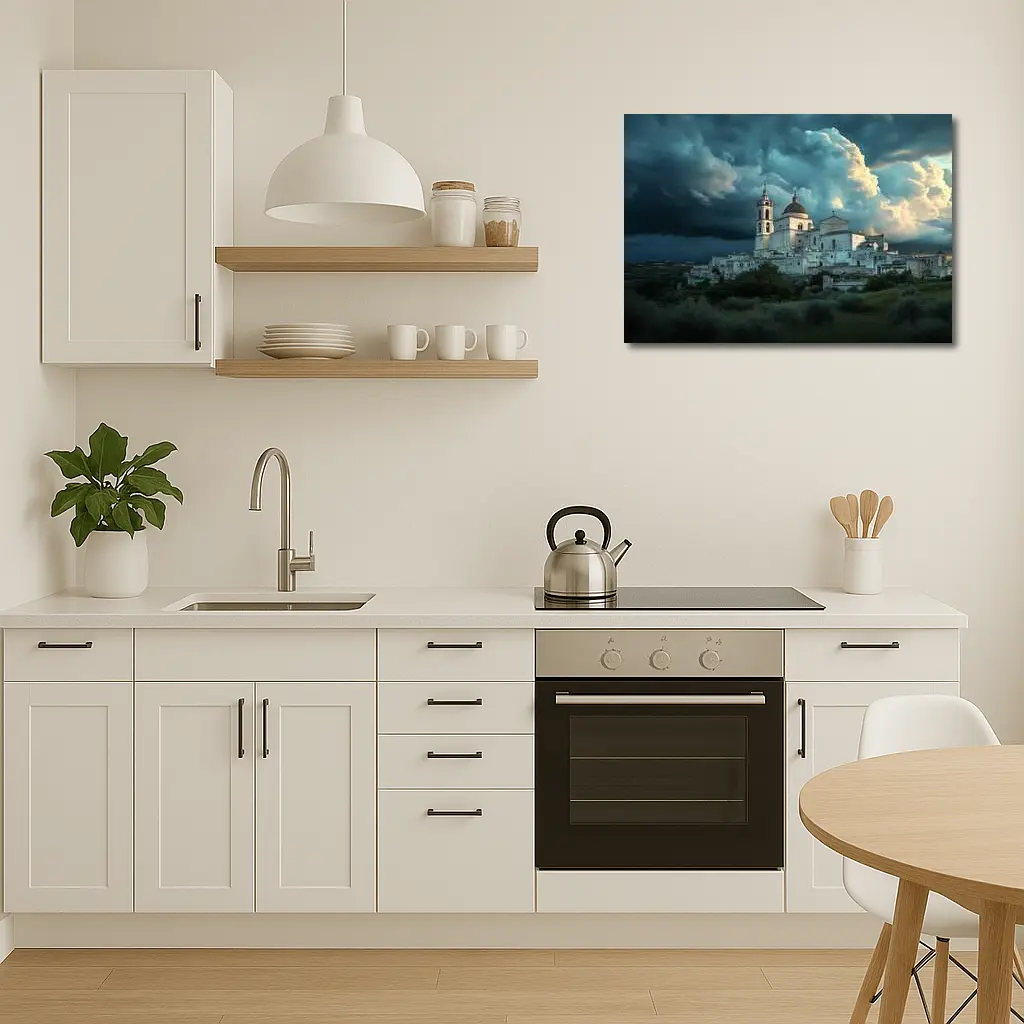 Italian Hill Town Church Storm Clouds – Wall Art