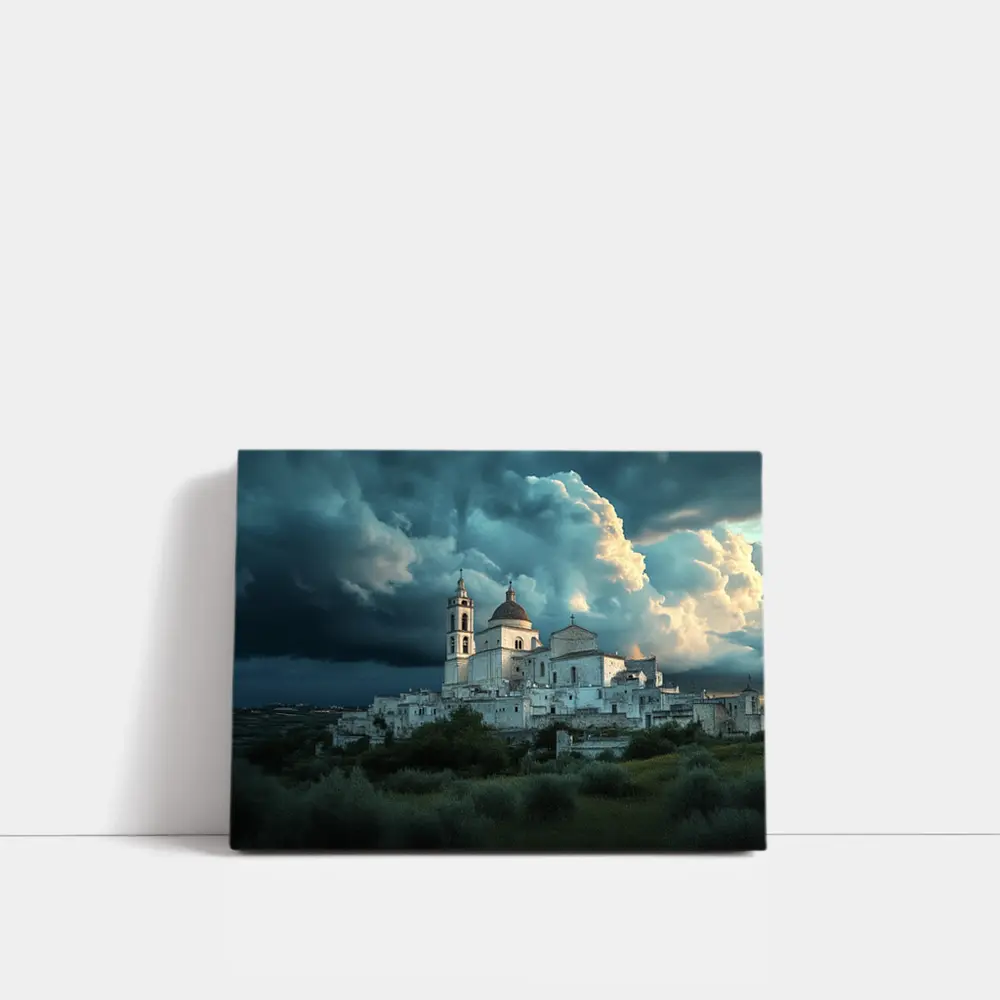 Italian Hill Town Church Storm Clouds – Wall Art