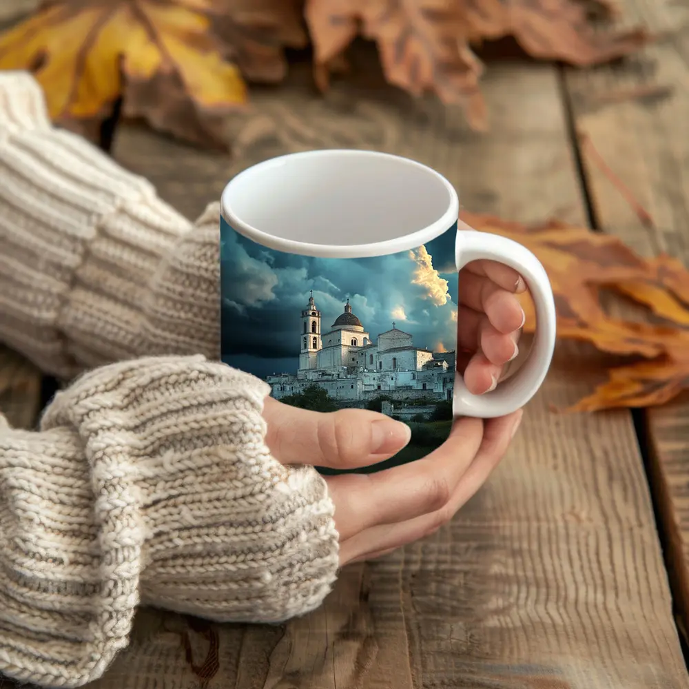 Italian Hill Town Church Storm Clouds – Mugs