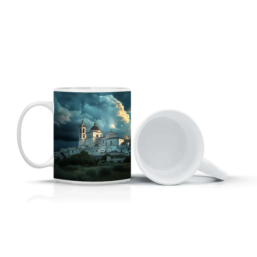 Italian Hill Town Church Storm Clouds – Mugs