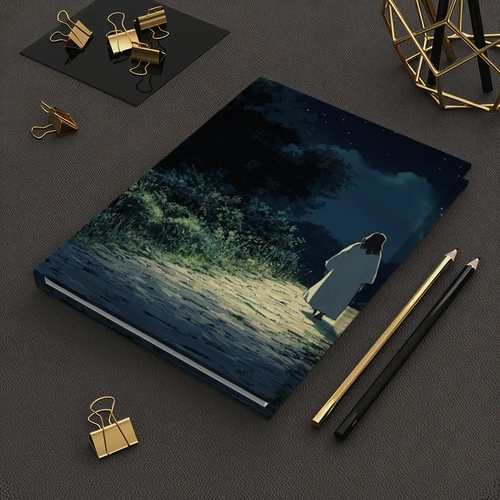 Anime Figure Walking Starry Night Path – Notebooks
