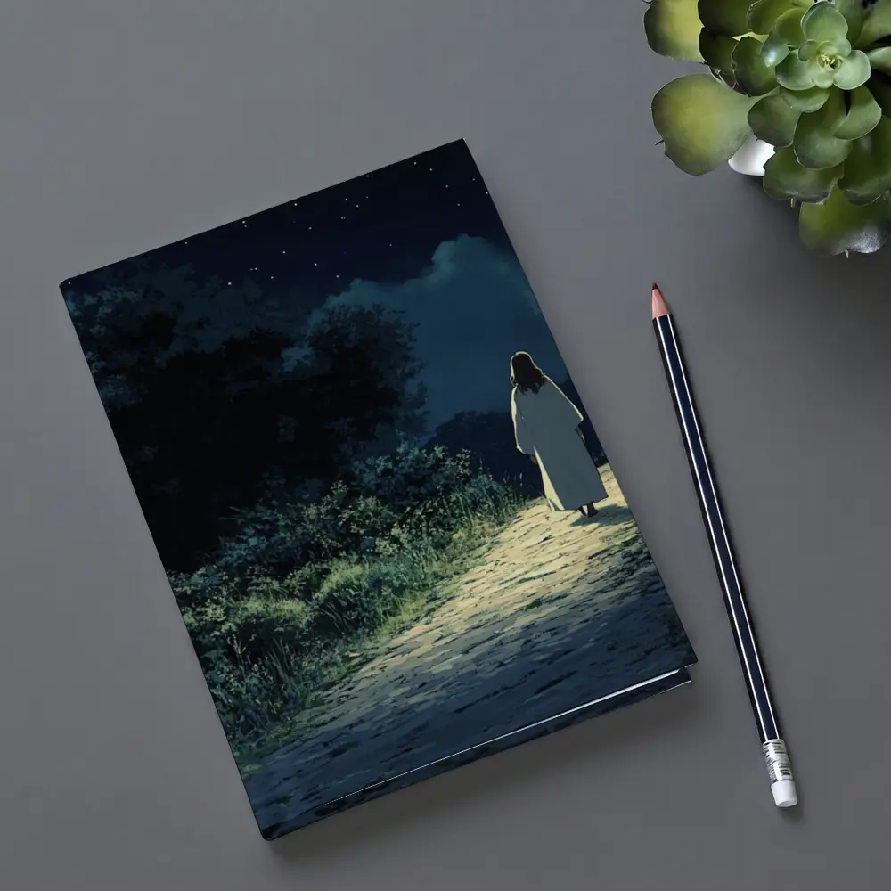 Anime Figure Walking Starry Night Path – Notebooks