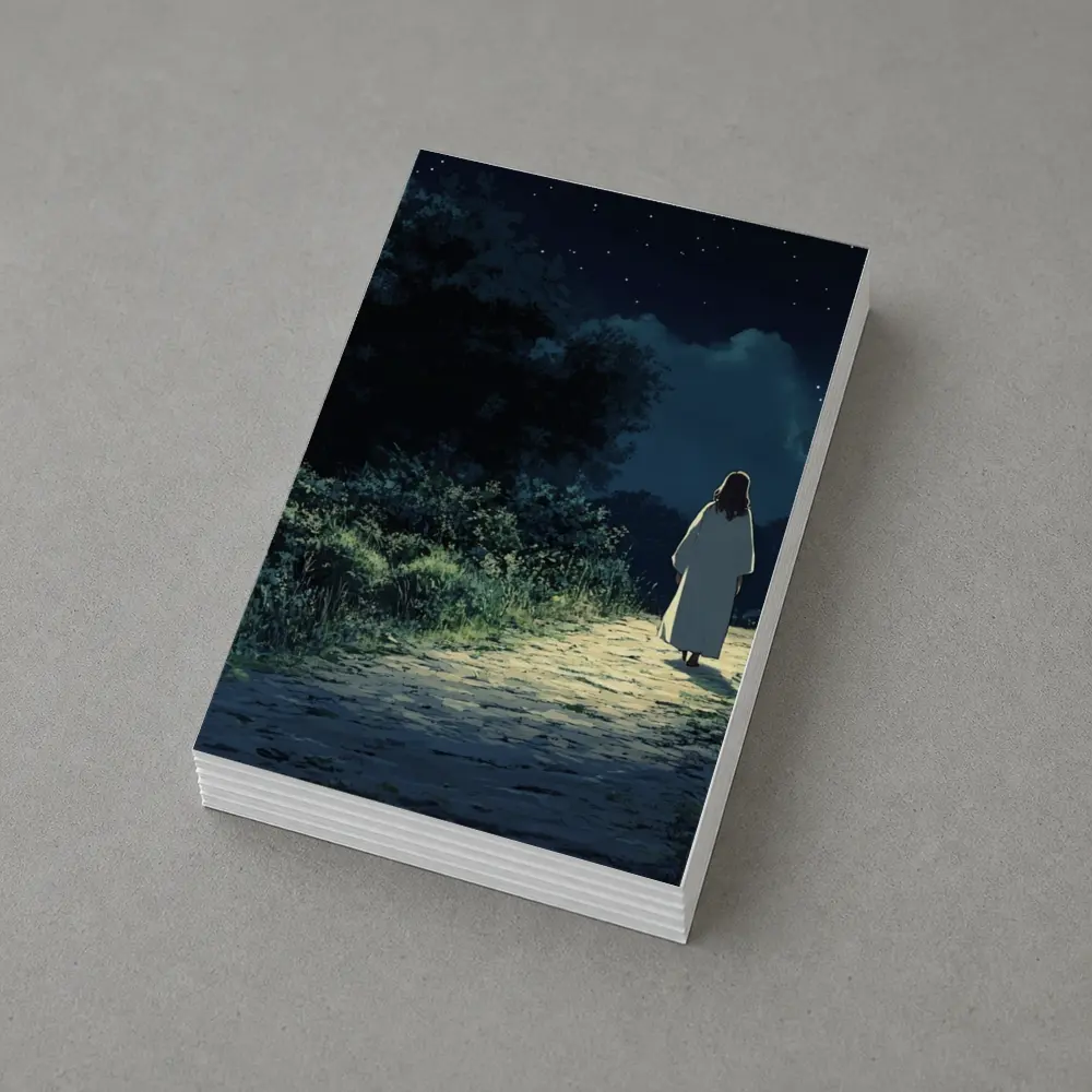 Anime Figure Walking Starry Night Path – Postcards