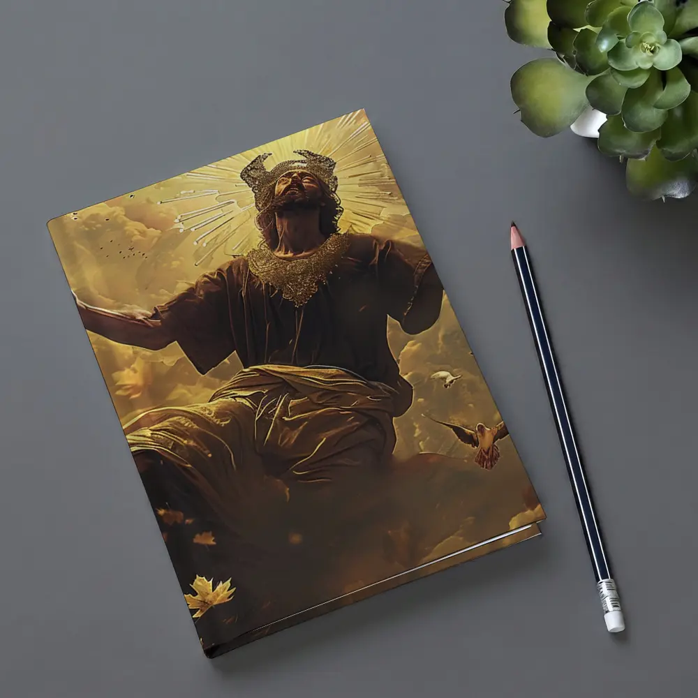 Jesus Christ Ascending Golden Heavenly Clouds – Notebooks