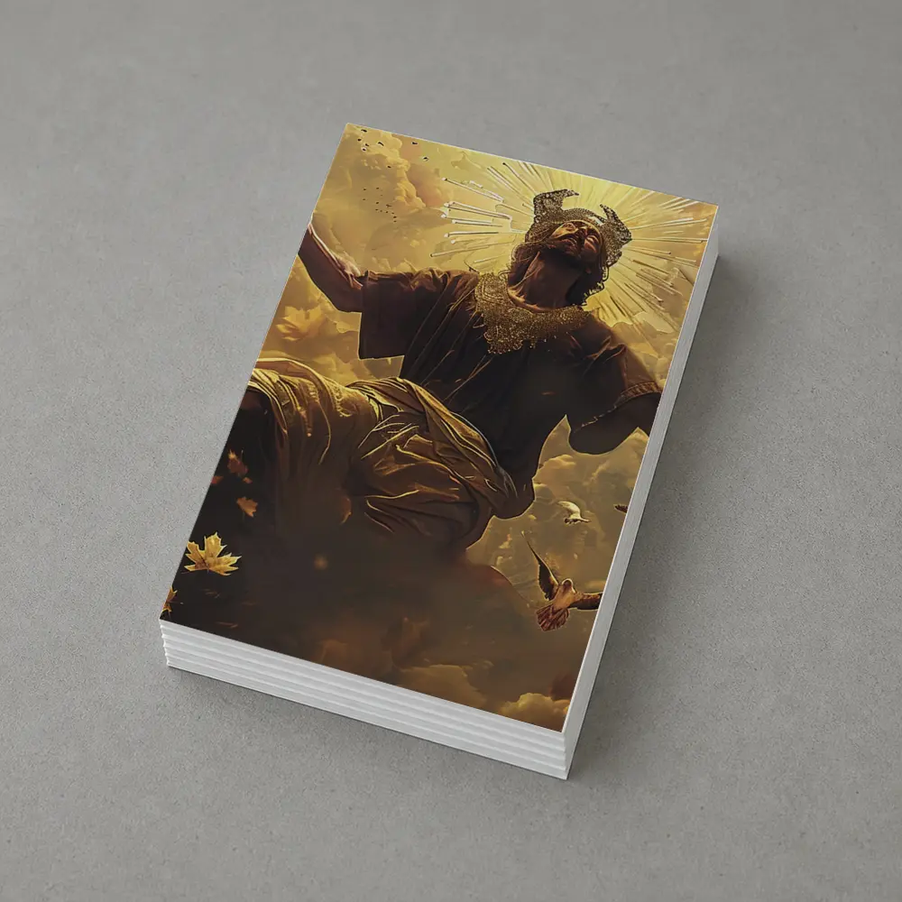 Jesus Christ Ascending Golden Heavenly Clouds – Postcards