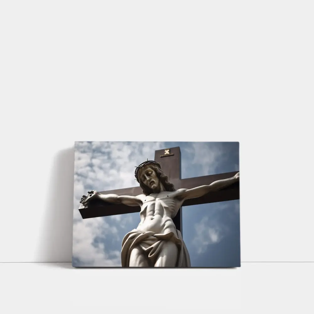Jesus Christ Crucifixion Statue Cloudy Sky – Wall Art