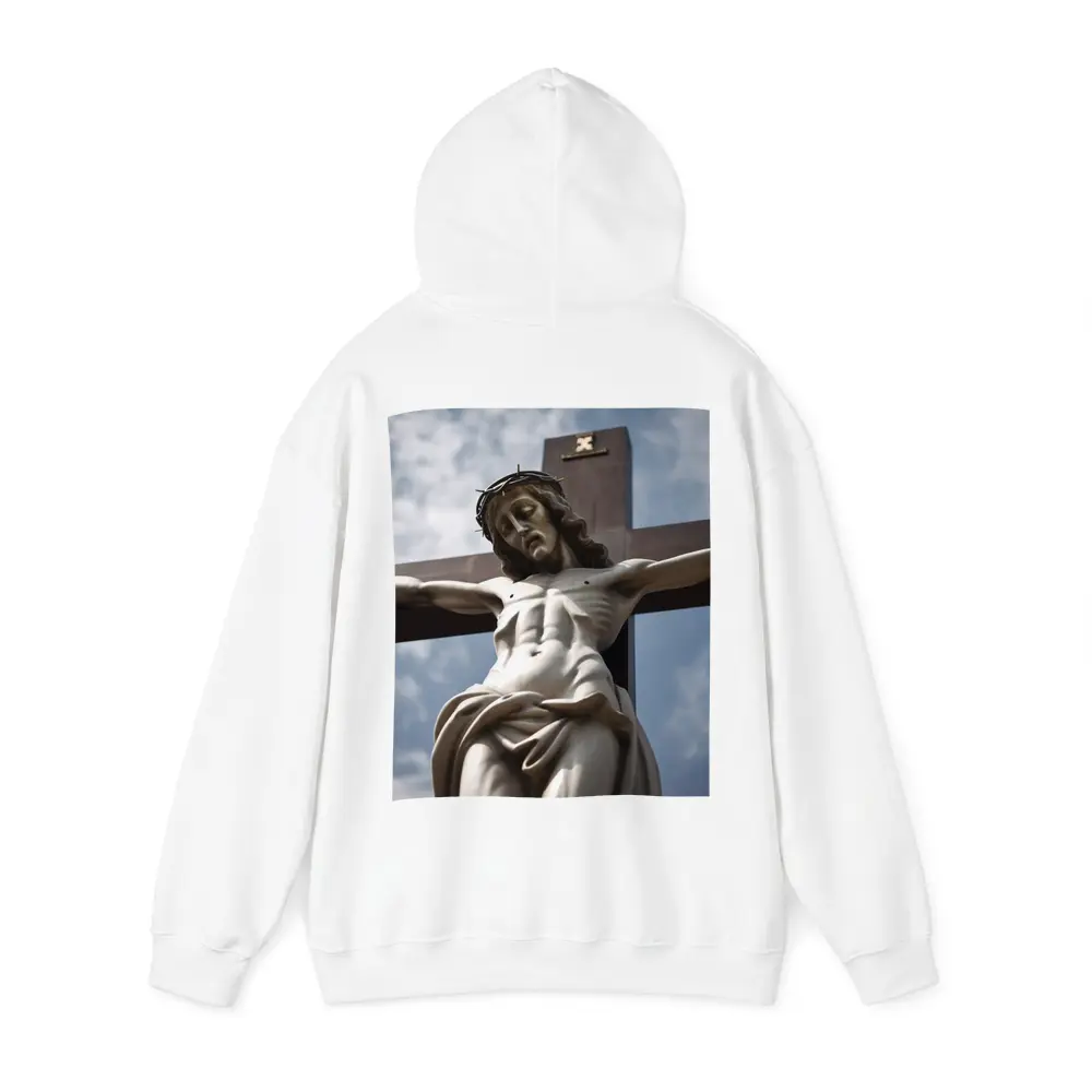 Jesus Christ Crucifixion Statue Cloudy Sky – Hoodies