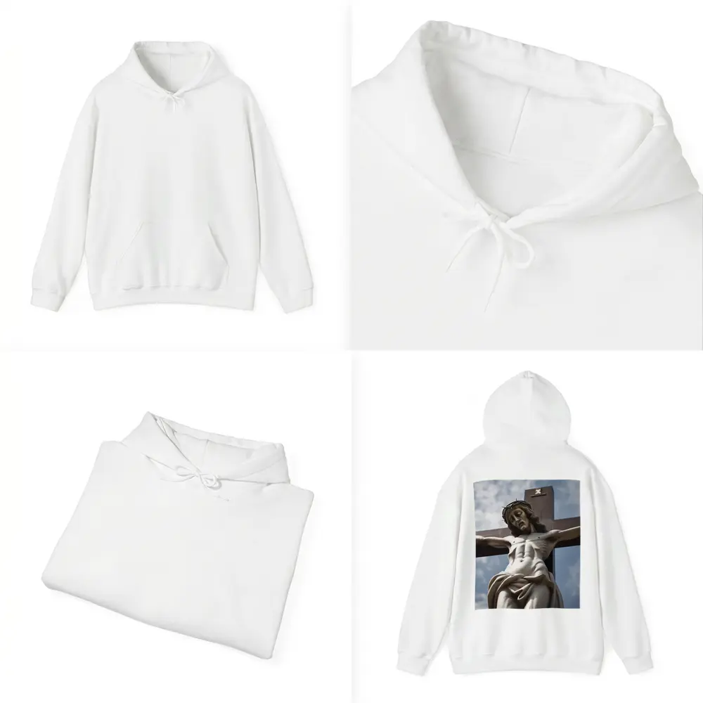 Jesus Christ Crucifixion Statue Cloudy Sky – Hoodies