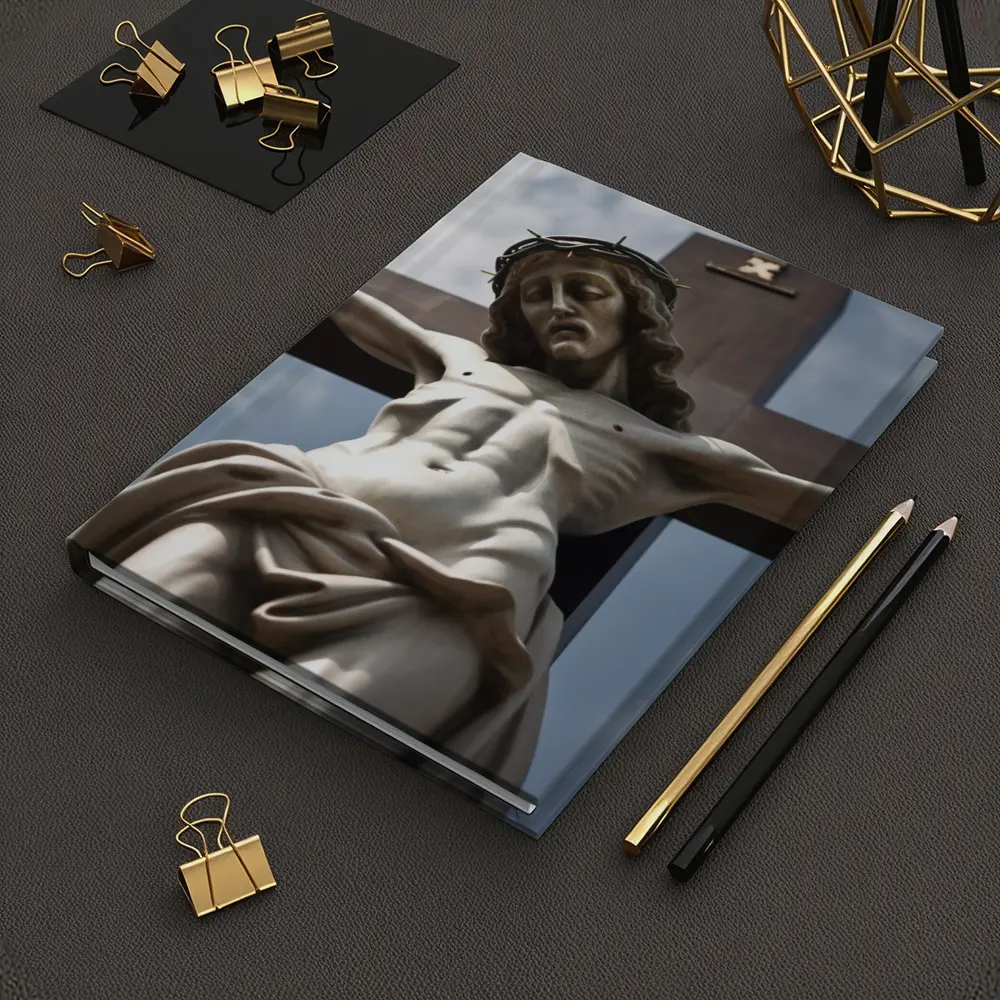 Jesus Christ Crucifixion Statue Cloudy Sky – Notebooks