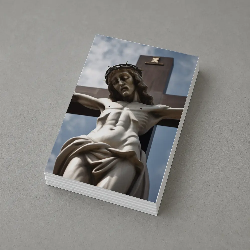 Jesus Christ Crucifixion Statue Cloudy Sky – Postcards