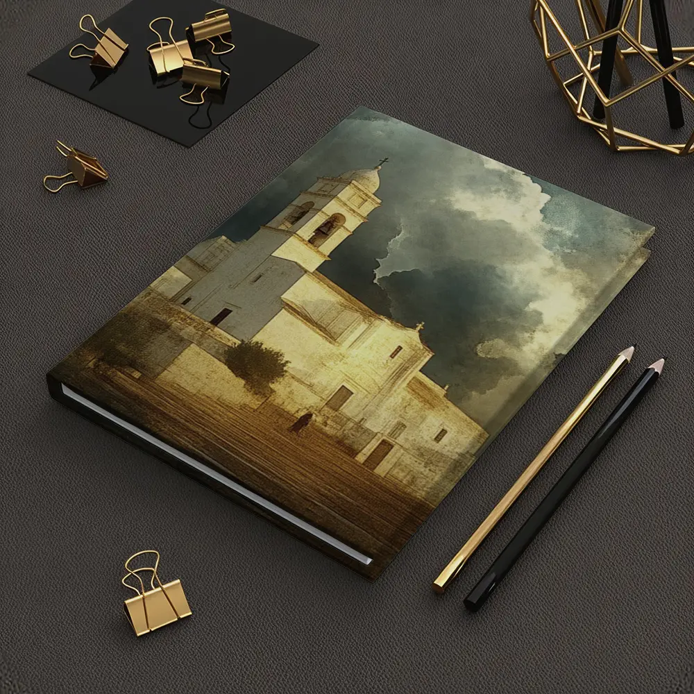 White Mediterranean Church Dramatic Storm Clouds – Notebooks