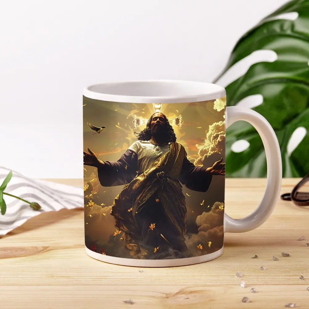 Jesus Christ Rising Above Clouds With Birds – Mugs