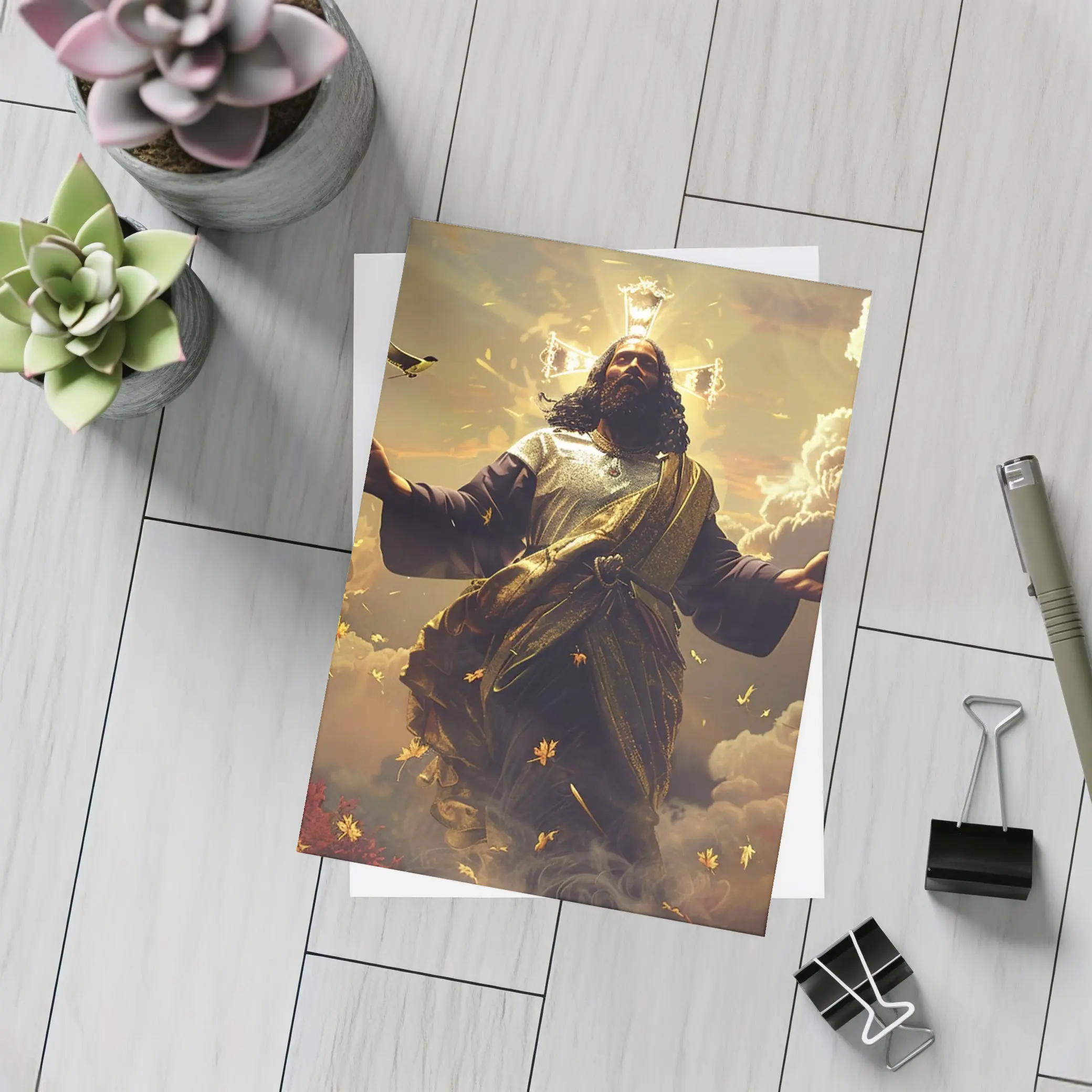 Jesus Christ Rising Above Clouds With Birds – Postcards