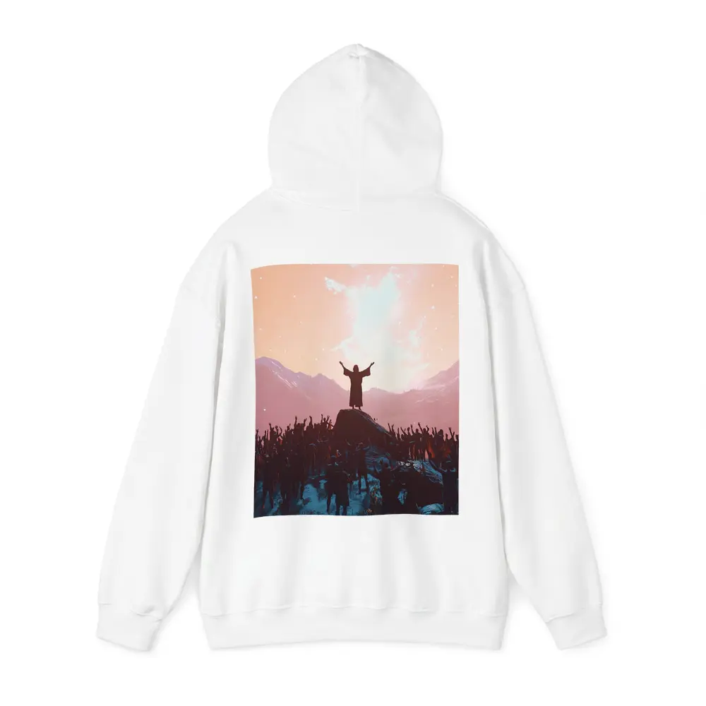 Jesus Preaching To Crowd Mountain Sunset – Hoodies