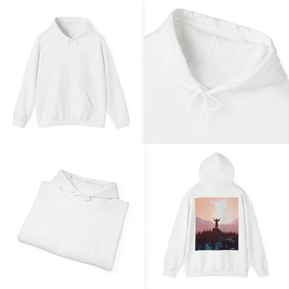 Jesus Preaching To Crowd Mountain Sunset – Hoodies