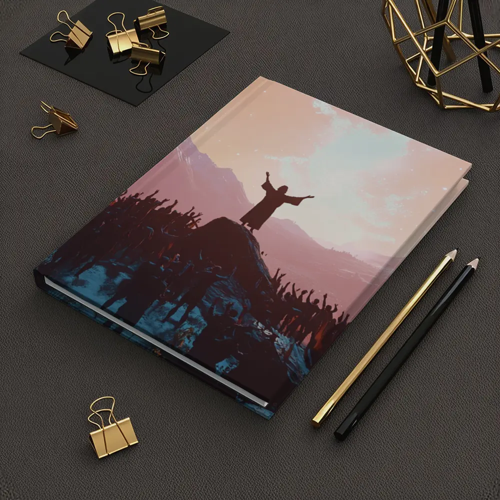 Jesus Preaching To Crowd Mountain Sunset – Notebooks