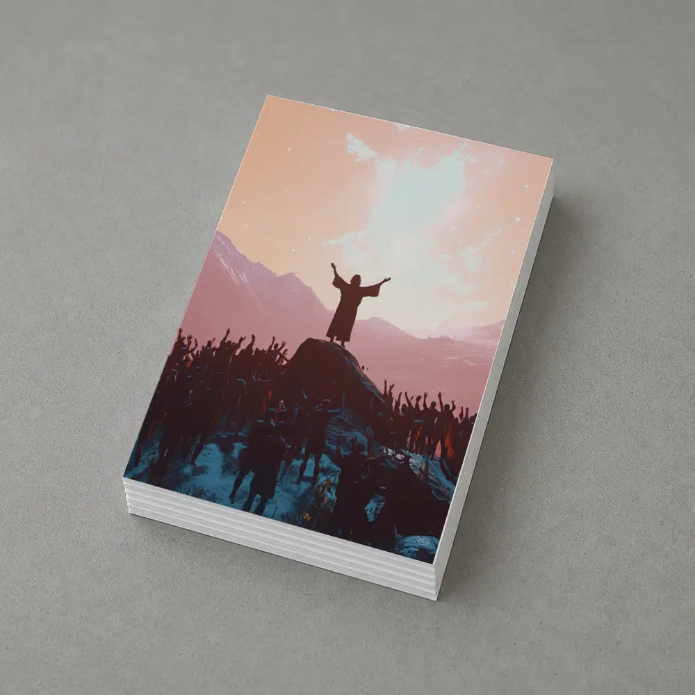 Jesus Preaching To Crowd Mountain Sunset – Postcards