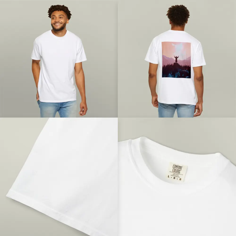 Jesus Preaching To Crowd Mountain Sunset – T-Shirts