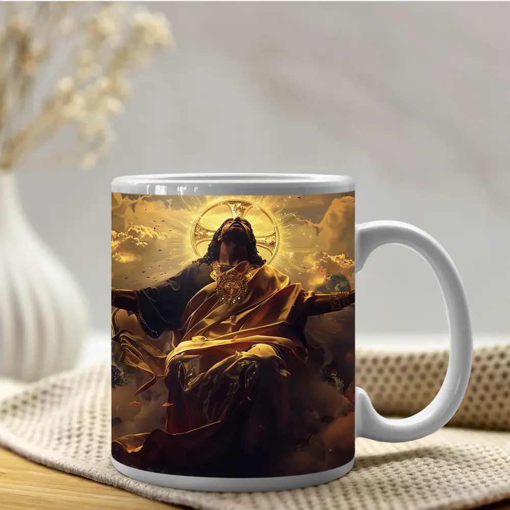 Jesus Christ Ascending Gold Divine Clouds Art – Mugs