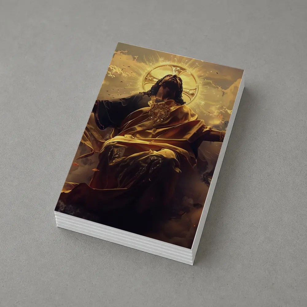 Jesus Christ Ascending Gold Divine Clouds Art – Postcards