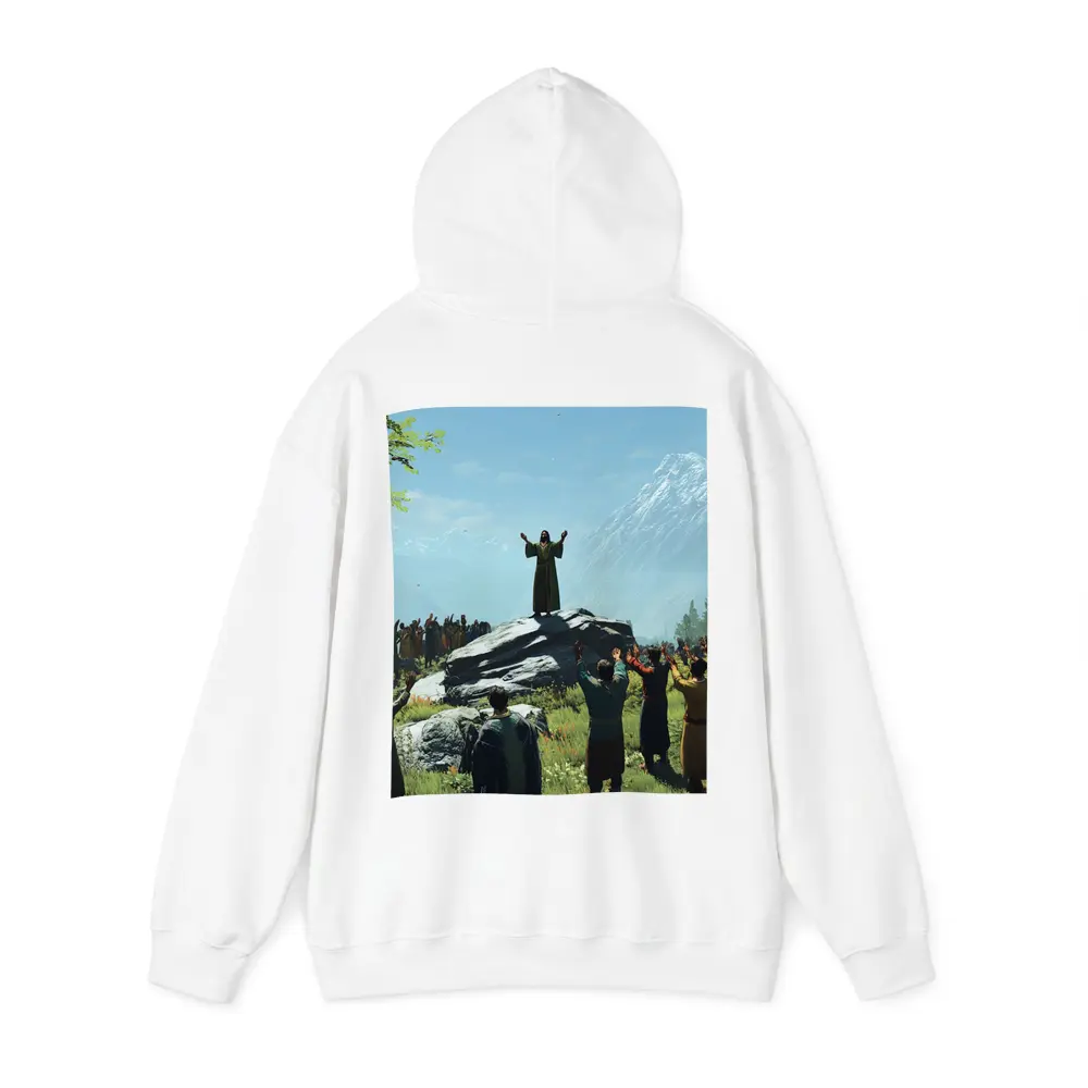 Jesus Preaching to Crowd Mountain Landscape – Hoodies