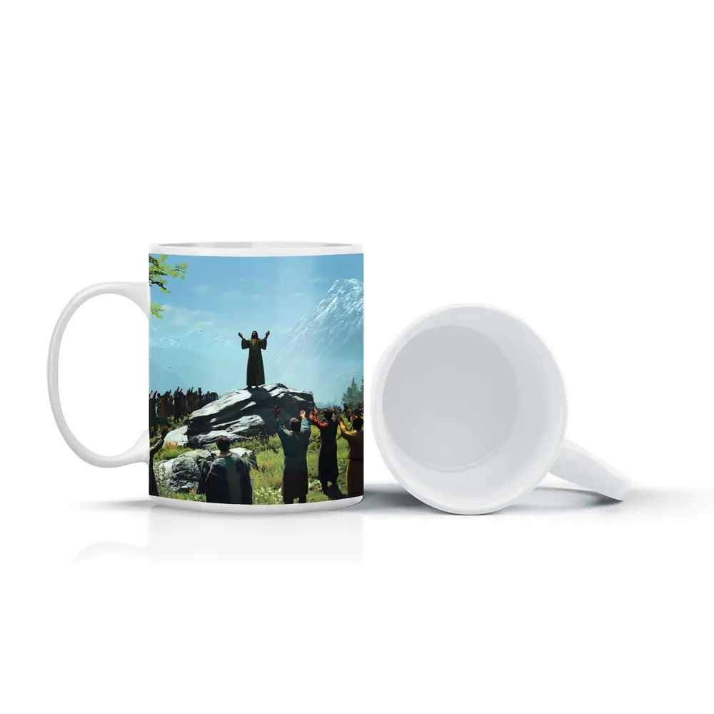 Jesus Preaching to Crowd Mountain Landscape – Mugs