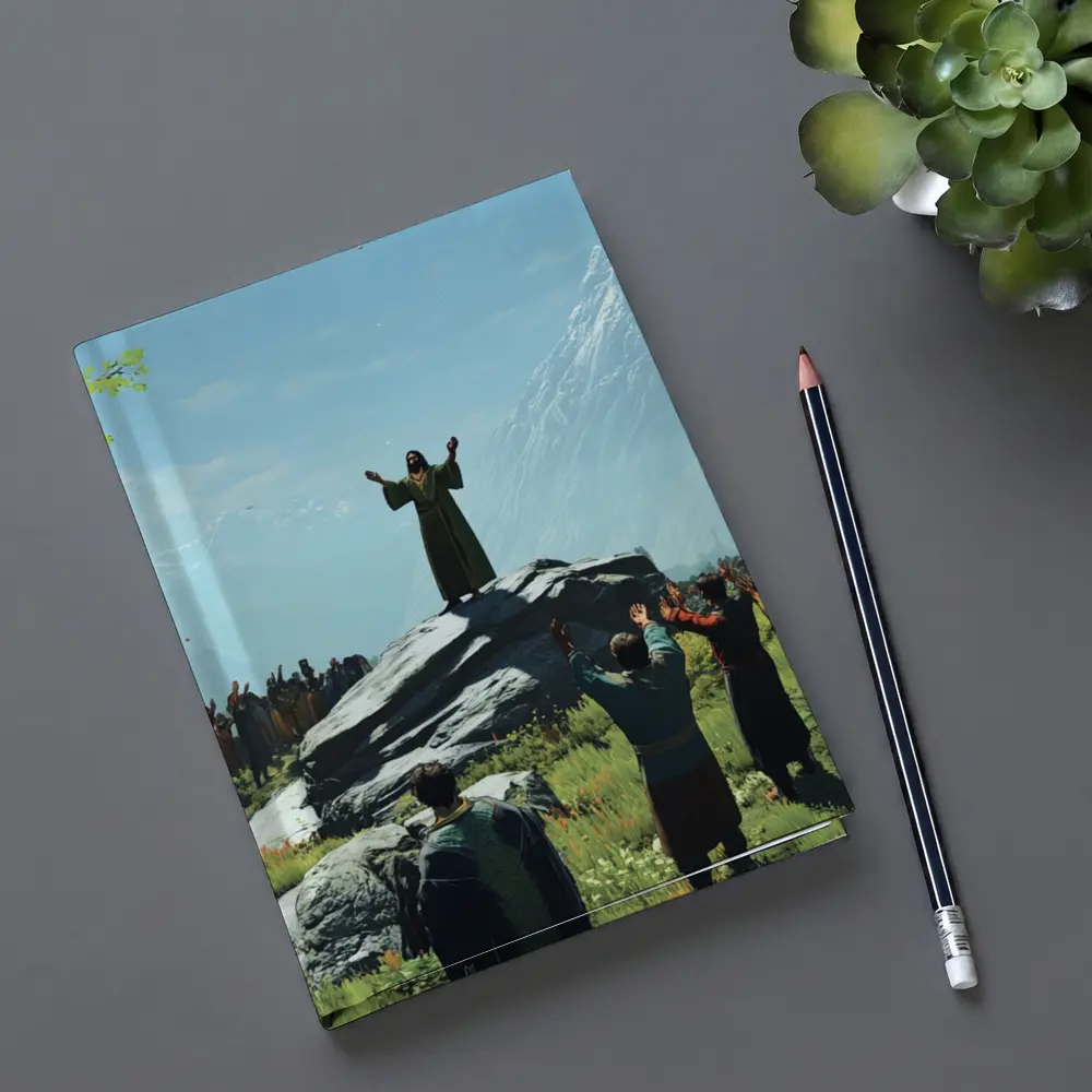 Jesus Preaching to Crowd Mountain Landscape – Notebooks