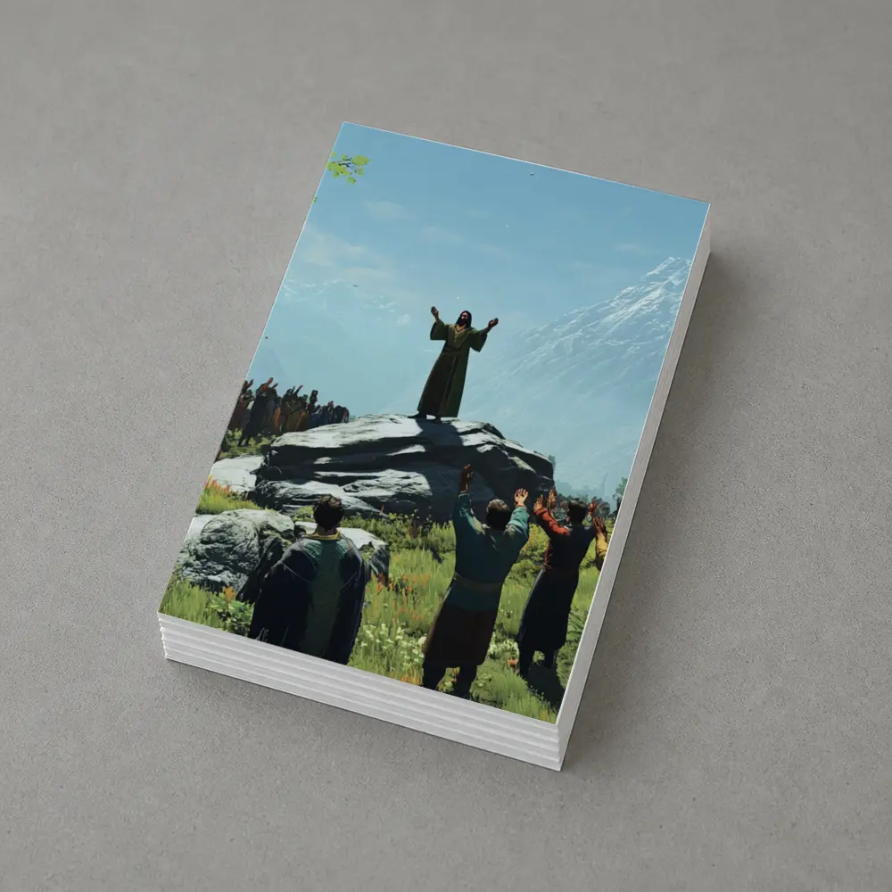 Jesus Preaching to Crowd Mountain Landscape – Postcards