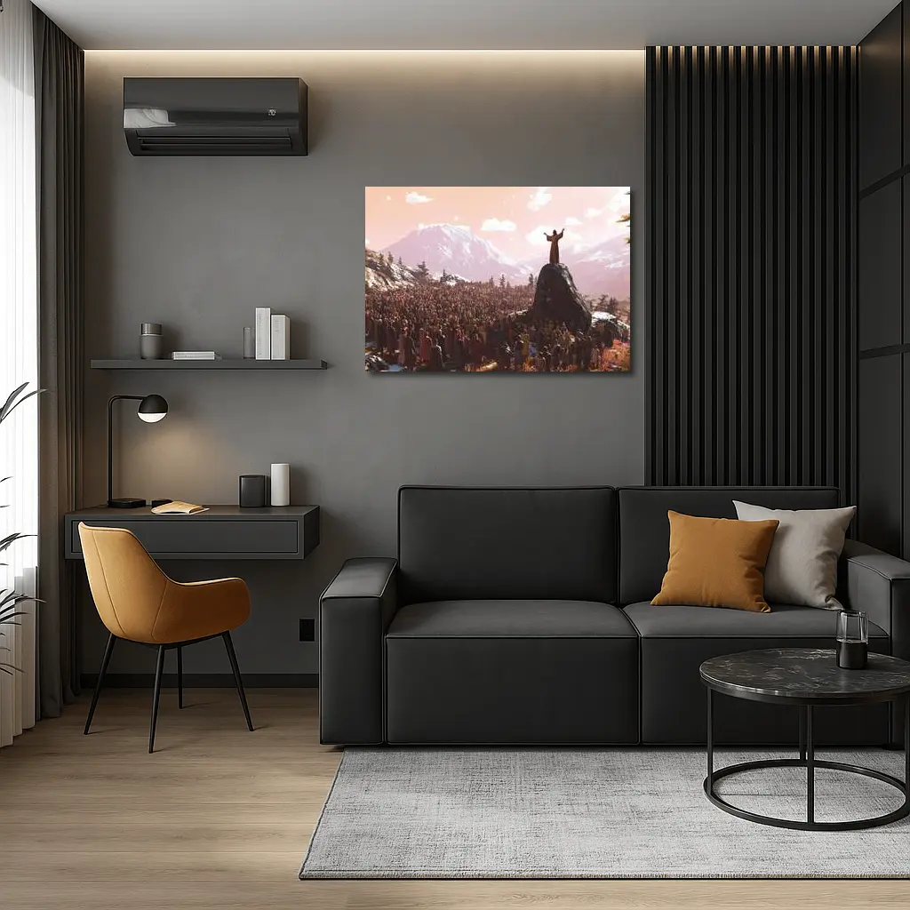 Jesus Preaching to Crowd Mountain Landscape – Wall Art