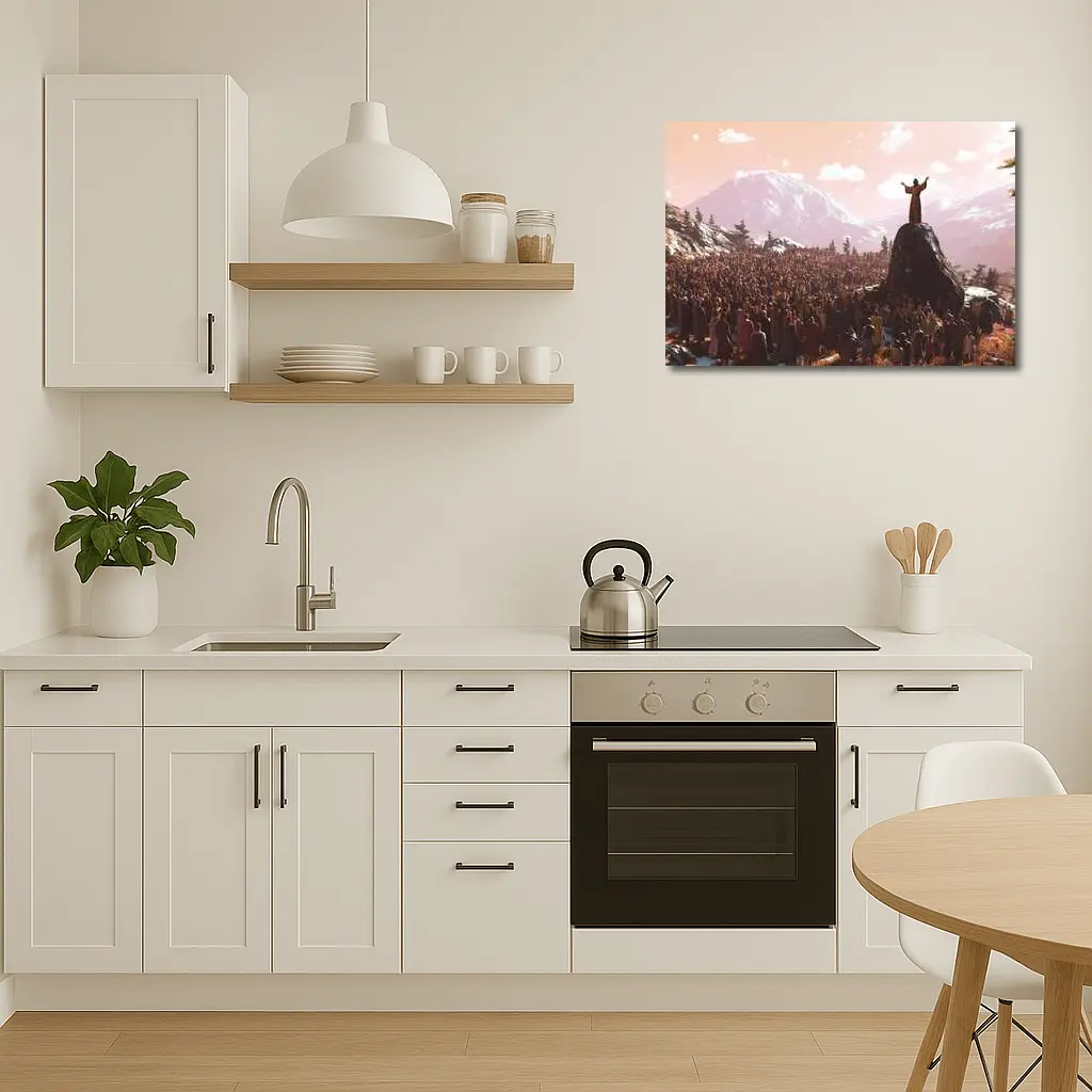 Jesus Preaching to Crowd Mountain Landscape – Wall Art