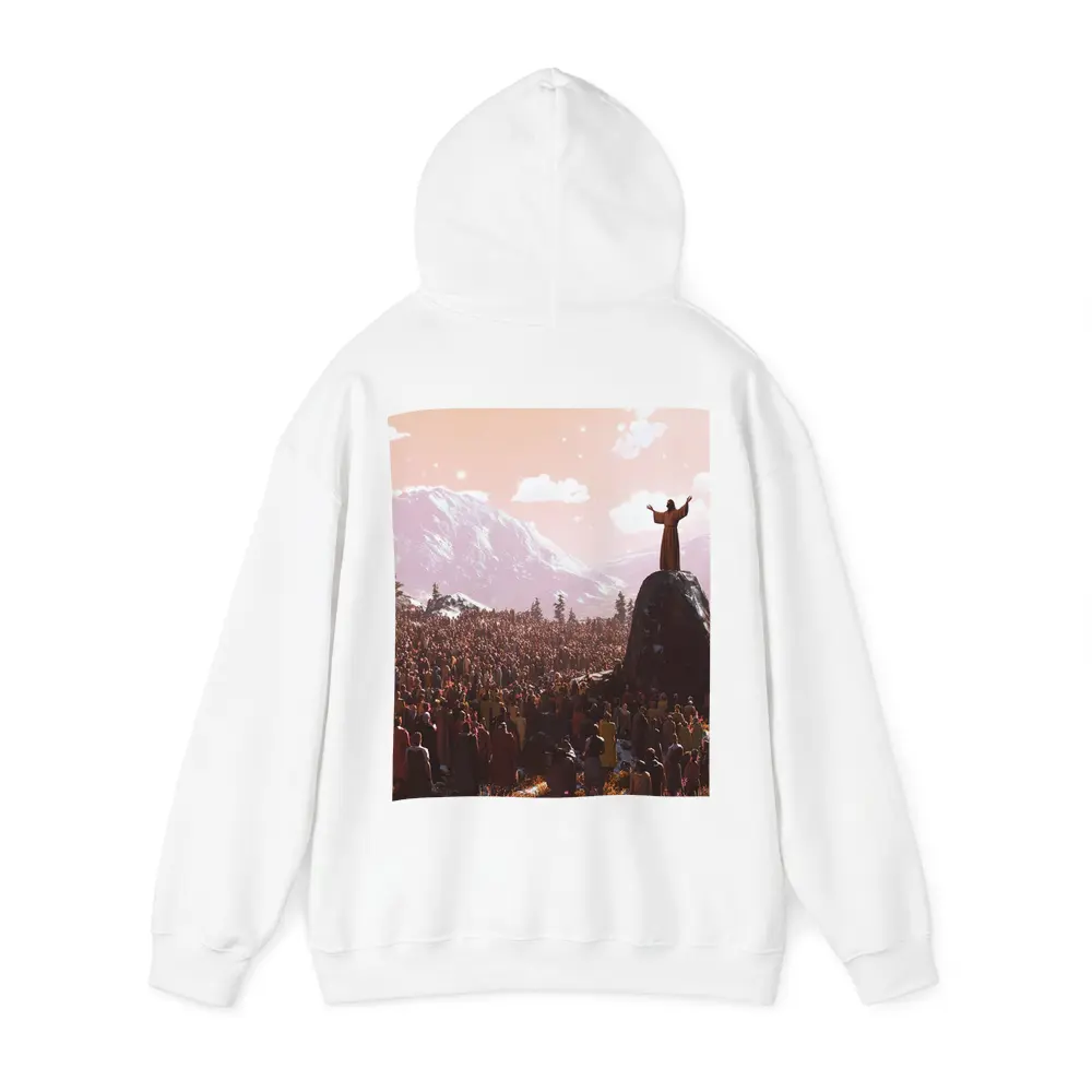 Jesus Preaching to Crowd Mountain Landscape – Hoodies