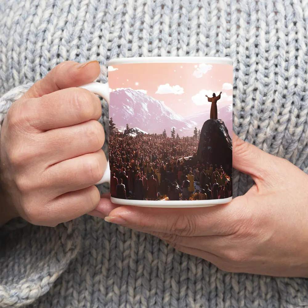 Jesus Preaching to Crowd Mountain Landscape – Mugs