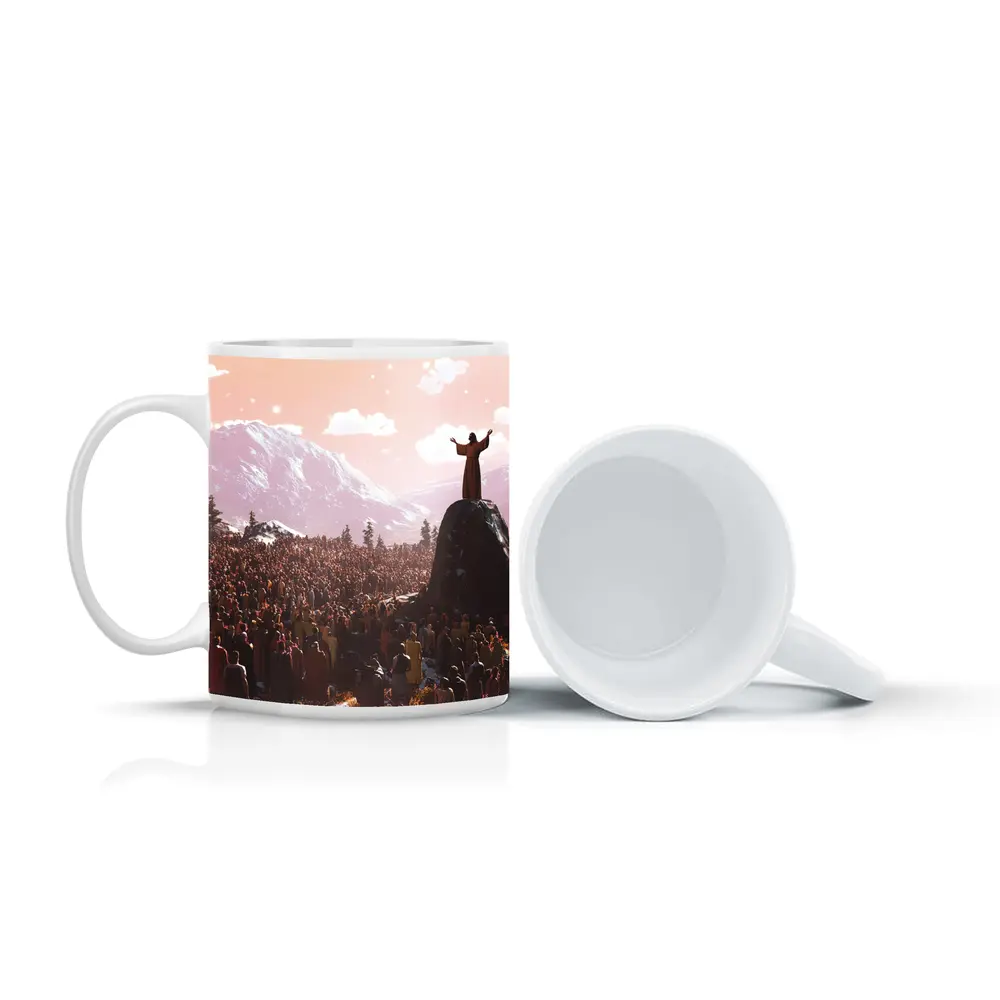 Jesus Preaching to Crowd Mountain Landscape – Mugs