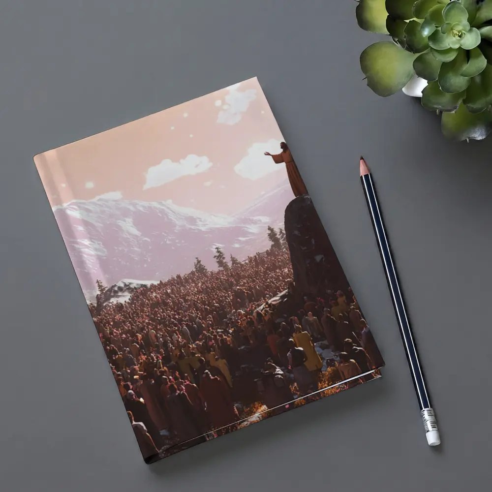 Jesus Preaching to Crowd Mountain Landscape – Notebooks
