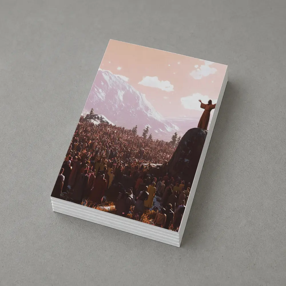 Jesus Preaching to Crowd Mountain Landscape – Postcards