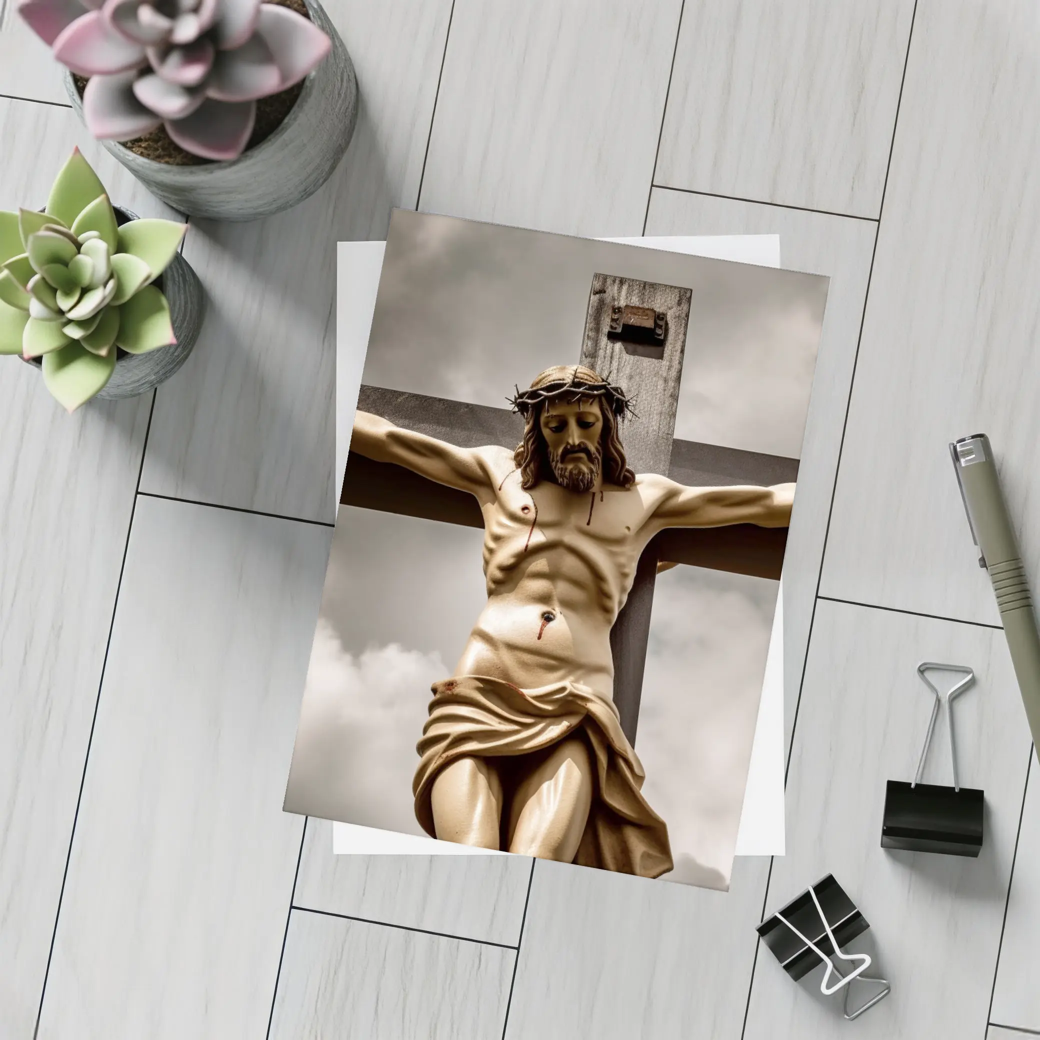 Jesus Christ Crucifixion Cross Dramatic Sky – Postcards
