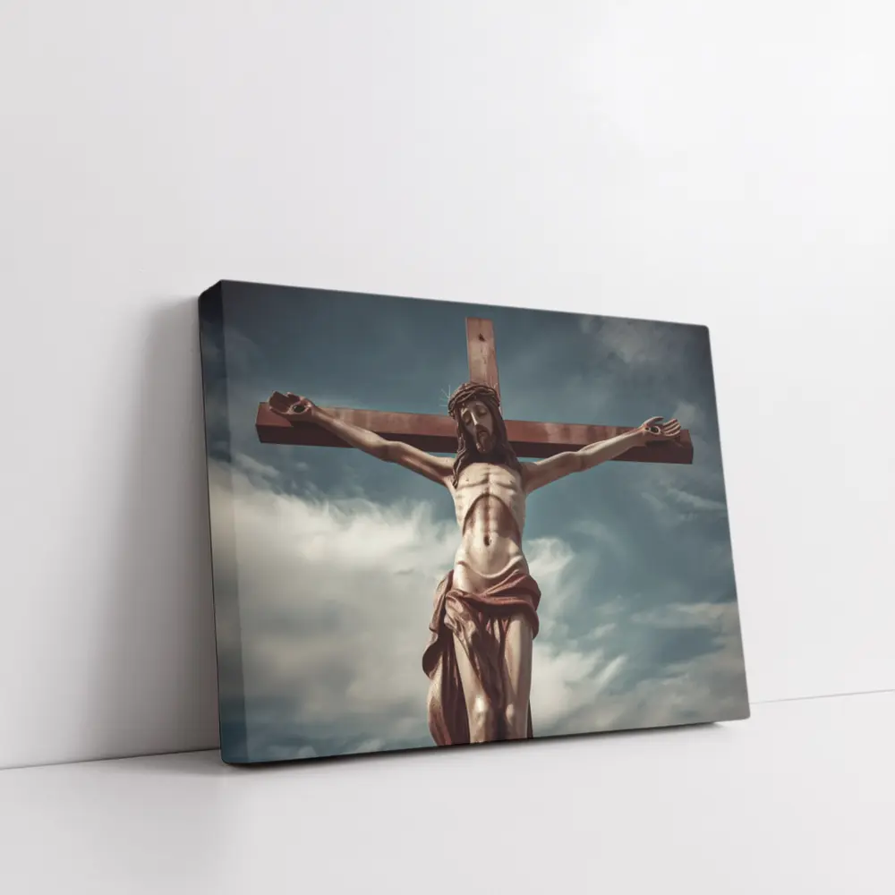 Jesus Christ Crucifixion Statue Dramatic Sky – Wall Art